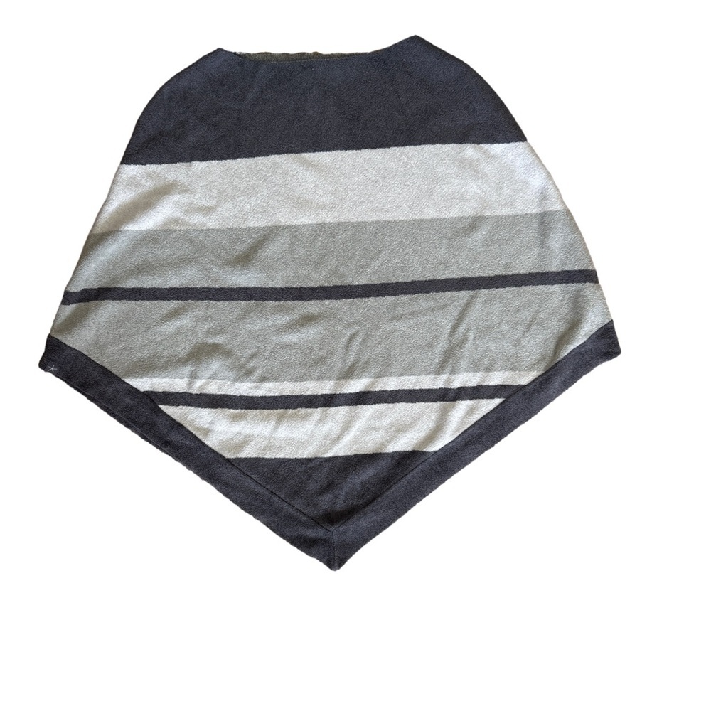 Barefoot Dreams Cozy Chic Ultra Lite Striped Poncho in Black and Gray one size